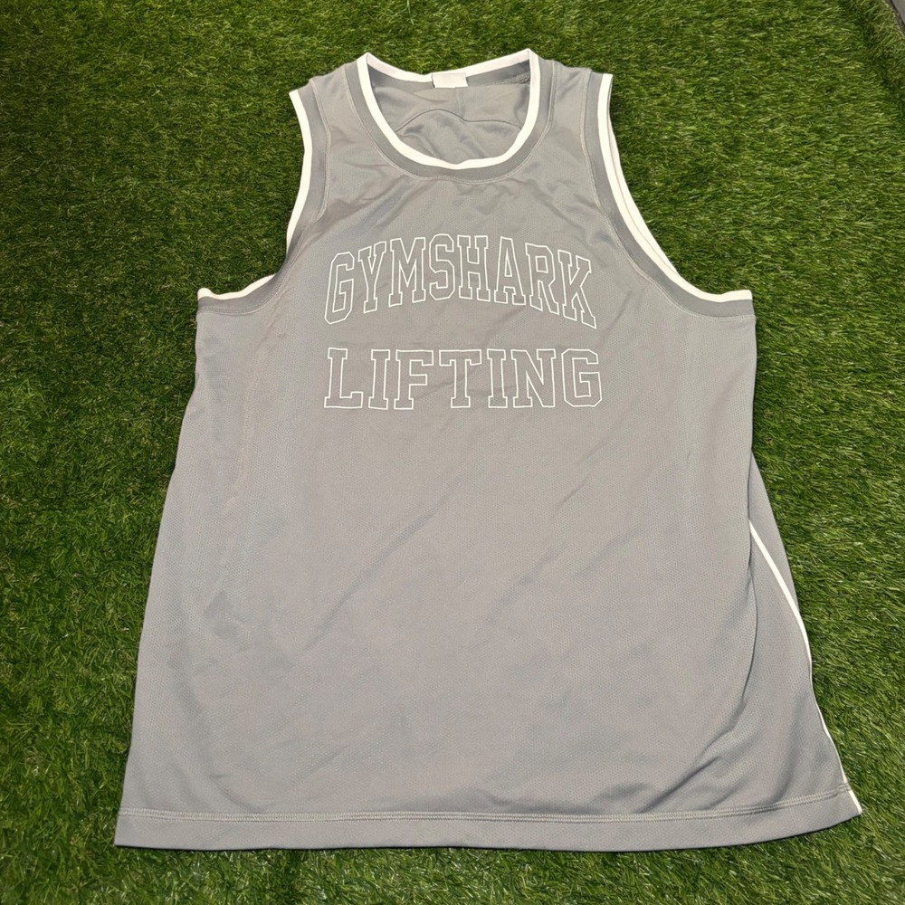 Gymshark Lifting Mesh Tank Top Mens XL Grey White Graphic Jersey A6A2M